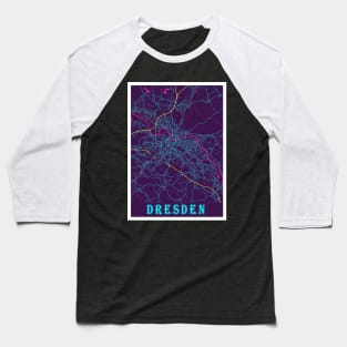 Dresden Neon City Map, Dresden Minimalist City Map Art Print Baseball T-Shirt